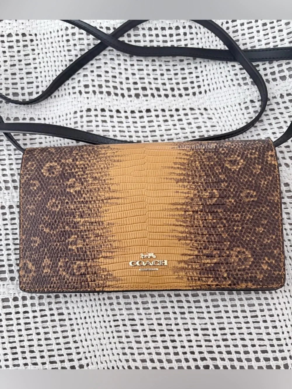 Coach Hayden Foldover Lizard Embossed Crossbody Clutch